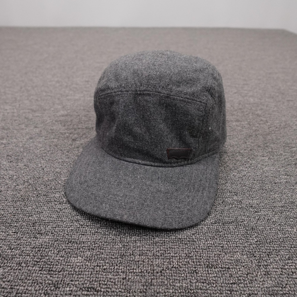 Levi's Hat Cap Strap Back Mens Medium Gray Wool Felt 5 Panel Lined Baseball